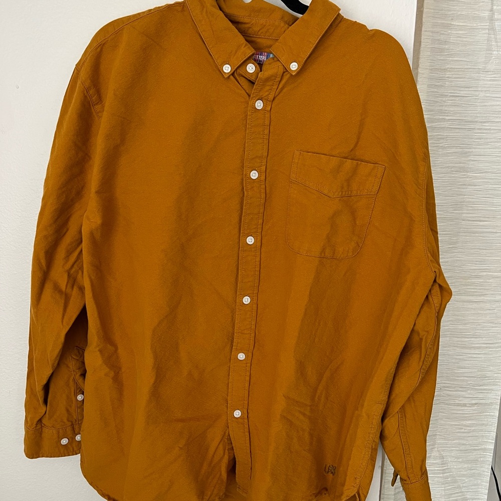 Urban Outfitters Men's Mustard Button-Down Shirt